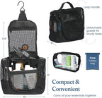 The Fine Living Co. Portable Hanging Shower Caddy Organizer Bag (Free Toiletries Case+Metal Hook) Quick Dry Mesh Shower Caddy Tote Bag Pouch For Bathroom College Dorm Camp Gym Camping 10”x4”x8”(Black)