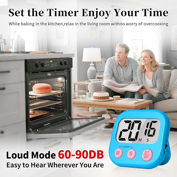 ZILLEEN Classroom Timers for Kids Classroom Magnetic Digital Kitchen Timers for Cooking Teachers Gym Game 6 Pcs Blue Green Pink Purple Yellow Orange