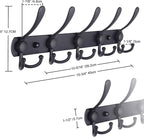 Dseap Coat Rack Wall Mounted - 5 Tri Hooks, Heavy Duty, Stainless Steel, Metal Coat Hook Rail for Coat Hat Towel Purse Robes Mudroom Bathroom Entryway, Pink
