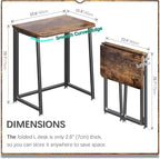 4NM 23.6" Mobile Small Folding Desk, Foldable Rolling Computer Home Office Desk, Study Writing Table for Small Space Saving Bedroom, with Wheels - Rustic Brown and Black