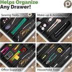 Pristine Bamboo silverware tray organizer– Flatware Utensil Cutlery Silverware Holder for Drawer – Small Extra-Deep Wooden Kitchen Drawer Organizer Divider for Spoons Forks Knives (6-Slots, Black)