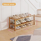 Bamboo Shoe Rack Organizer for Closet and Entryway - Space-Saving Shoe Stand with Narrow Design - Versatile Shoe Holder for Door or Closet Shelf,Garage Bedroom can Freely Stack DIY Small Shoe Racks