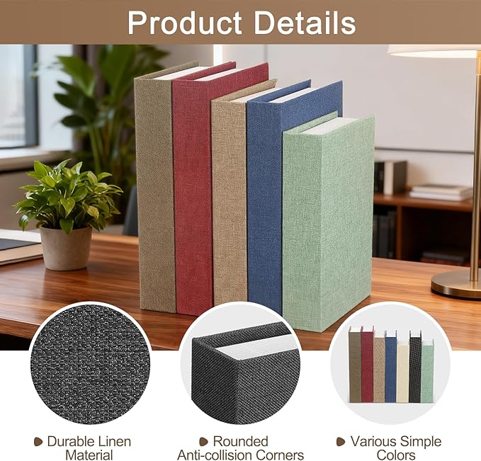 uxcell Decorative Books, 10.6 x 6.7 Linen Fake Books for Decoration Faux Decor Book for Modern Aesthetic Home Office Coffee Table Shelf Desktop Display, Black