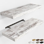 RICHFOCUS 36Inch Floating Shelves for Wall 2 Pack Shelves for Bedroom|Kitchen|Bathroom Wall Mounted Rustic Distressed Wood Floating Shelf with Invisible Brackets for Books|Storage|Decor, Rustic