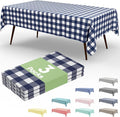 Smiry 3 Pack Navy Gingham Disposable Tablecloths - 54" x 108" Heavy Duty Plastic Table Cloth, Waterproof Buffalo Plaid Table Covers for Picnic, Banquets, Outdoor Parties