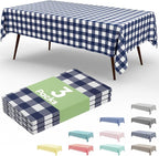 Smiry 3 Pack Navy Gingham Disposable Tablecloths - 54" x 108" Heavy Duty Plastic Table Cloth, Waterproof Buffalo Plaid Table Covers for Picnic, Banquets, Outdoor Parties