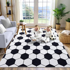 Soft Soccer Rugs for Bedroom, Machine Washable, Cute Bedside Boys Area Rug for Kids Toddlers Teens, Soccer Lovers Home Decor Indoor Carpet for Living Room, Dorms, Nursery, 5x7 FT