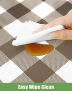 Smiry 20 Packs Gingham Disposable Table Cloth, 54 x 108 Inch Waterproof Plastic Tablecloth, Rectangle Brown and White Checkered Table Covers for Picnic, Birthday, Party