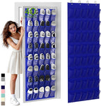 Over the Door Shoe Organizer with 40 Large Breathable Mesh Pockets, Space Saving Shoe Holder, Hanging Shoe Rack for Entryway Bedroom Closet Storage (Navy Blue, 40 Pockets)