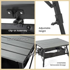 ARROWHEAD OUTDOOR 2-Pack 39" Aluminum Folding Camp Roll Up Table w/Adjustable Height, Undertable Mesh Storage, Carry Bag