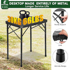 E EASTSTORM Small Metal Folding Table 3 Adjustable Heights, 23.6''×15.7''×27'' Heavy-Duty Portable Picnic Table for Outdoor Camping, Garden, Patio, Grill, BBQ, Party, 2Ft (Small, Black)