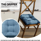 Klear Vu Gripper Overstuffed Universal Non-Slip Dining Chair Cushions for Kitchen Decor or Office Use, U-Shaped Skid-Proof Seat Pad, 17x17 Inches, 2 Count (Pack of 1), Chenille Sapphire Blue