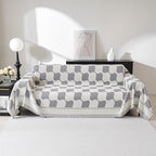 MEETSKY Couch Cover for Dogs Grey Couch Covers for 3 Cushion Couch Sofa Simple Modern Sofa Covers for L Shaped Chenille Couch Cushion Covers for Dogs Kids Easy Install, 91" X134"
