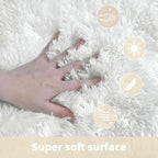 3x5 Solid Fluffy White Area Rug – Washable, Durable, Living Room Rug, Non-Slip High Pile Shag Rugs for Bedroom, Living Room, Bedside, Dorms, Nursery Rooms, Kids Room, Soft Indoor Floor Carpet
