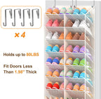 UVIAHOMI 20-30 Pairs Over the Door Shoe Organizer, Breathable Pocket Hanging Shoe Storage for Closet, 10-Tier Door Shoes Rack, Handing Shoes Holder Fit All the Family's Sneakers, Boots, Heels, Beige