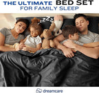 DREAMCARE Twin XL Sheet Sets - 4pc Cooling Sheets XL Twin Sheets - Twin XL up to 21” Deep Pocket – Hotel Luxury Extra Long 100% Brushed Microfiber with Side Pocket - Black