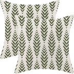 BETGINY Sage Green Boho Pillow Covers 24 x 24 Inch Pack of 2, Bohemian Ethnic Herringbone Pattern Decorative Throw Pillow Covers Vintage Linen Farmhouse Outdoor Pillowcase for Bedroom Home Sofa Decor