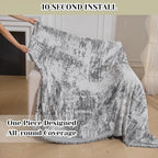 MEETSKY Small Couch Cover Oversized Chair Cover Washable, Chenille Soft Throw Cover for Single Sofa, Abstract Geometric Sofa Slipcover Multi-Use Furniture Protector for Pets, 71" x 91", Deep Grey