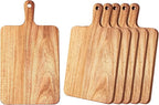 ZeQi 6 PCS Acacia Wood Cutting Board with Handle (6PCS, 16"L x 9"W), Wooden Cutting Boards, Chopping Board, Charcuterie Board, Serving board for Cheese, Bread, Pizza, Vegetables & Fruits