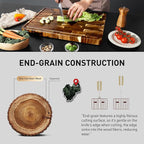 End Grain Cutting Board Set of 3 with Non-slip Feet, Reversible Acacia Wood Cutting Boards for Kitchen with Juice Grooves and Handles Non Toxic Chopping Board Butcher Block Serving Tray Kitchen Sets