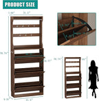 Shoe Cabinet for Entryway with 3 Flip Drawers, Walnut Tall Wood Shoe Storage Cabinet with Coat Rack, Narrow Hidden Slim Freestanding Shoe Rack Organizer, 2 in 1 Hall Tree for Living Room, Hallway