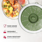 WVM Microwave Splatter Cover Vented for Food with Hook Hole, Splatter Guard & Colander Kitchen Gadget for Food, Meal Prep, Green