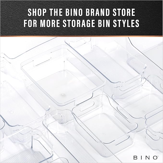 BINO | Plastic Storage Bins, Small | THE HANDLER COLLECTION | Multipurpose Organizer Bins | Kitchen Pantry Organizers and Storage | Clear Containers for Organizing Home | Freezer Organizer