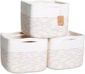 NaturalCozy Storage Cubes 9”x9”x7”Cotton Rope Woven Baskets for Organizing 3-Pack | 9 Inch Cube Storage Bin | Small Basket for Shelf Nursery, Pantry, Decorative Plant, Bathroom Closet, Toy Gift