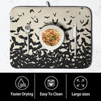 Halloween Bats Halloween Dish Drying Mat for Kitchen Counter 16x18 Inch Microfiber Absorbent Drying Mats Washable Dishes Drainer Mats Reusable Dish Rack Pad for Coffee Bar