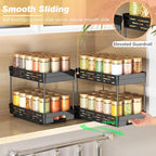 Pull Out Spice Rack Organizer for Cabinet, 2 Pack Widen Slide Out Spice Racks Organizer, Spice Cabinet Organizers, Cabinet Size Need:12'' Highx11'' Deepx6.75'' Wide,Hold 15 Spice Jar Each Tier-2Tier