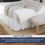 KRISHNA Ruffled Bed Skirt with Split Corners Queen, 100% Microfiber Hotel Quality, 15 Inch Drop Dust Ruffle Gathered Bedskirt with Platform, 60" x 80", White