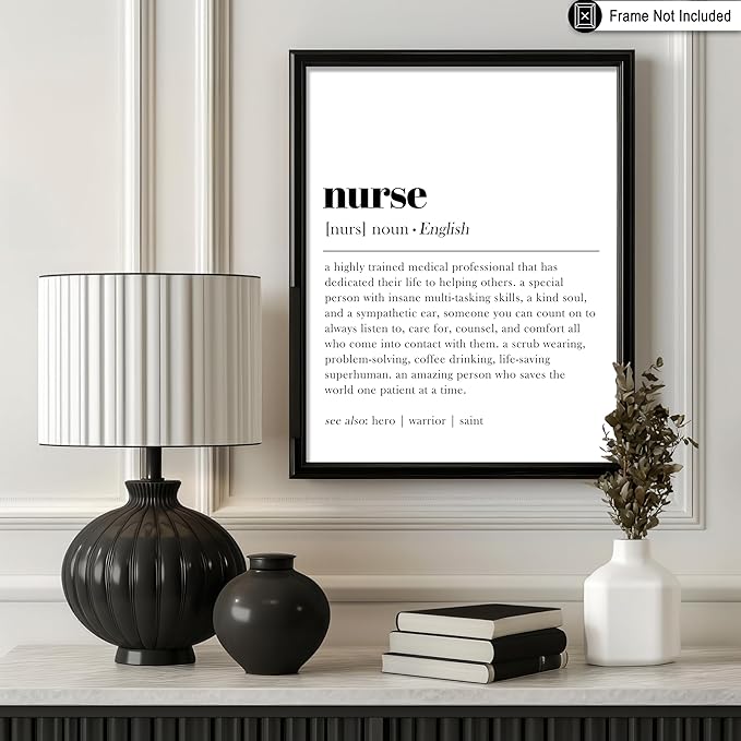 Poster Master Typography Poster - Dictionary Print - Nurse Definition, Amazing Person Who Saves the World, Hero, Saint - Gift for Friend - Wall Decor for Home, Hospital, 18x24 Unframed Wall Art