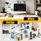 Spampur Peg Board, 4 Pack Metal Pegboard Panels with 50 Hooks, White Pegboards Wall Organizer, Heavy Duty Peg Board for Walls Home, Garage Tool Storage, Office Organization, Craft Room, Kitchen