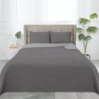Easy-Going King Size Reversible Quilt Set with 1 Quilt and 2 Pillow Shams, Soft Bed Quilt Cover, Water Resistant Lightweight Microfiber Bedspread, Stain Resistant, Olive Leaf-Gray/Light Gray