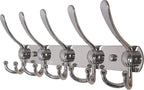 Dseap Coat Rack Wall Mounted - 5 Tri Hooks, Heavy Duty, Stainless Steel, Metal Coat Hook Rail for Coat Hat Towel Purse Robes Mudroom Bathroom Entryway,Chromed