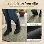 MontVoo Door Mat Indoor Entrance Doormat, Absorbent Durable Rubber Non Slip Front Door Mat for Inside Entry Entryway Dirt Trapper Welcome Mat, Green 32''x48''
