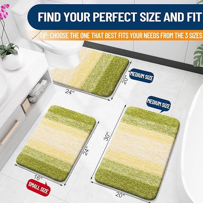 OLANLY Bathroom Rugs Mat 30x20, Extra Soft Absorbent Microfiber Bath Rugs, Rubber Backing, Quick Dry, Machine Washable Bath Mats for Bathroom Floor, Tub and Shower, Home Decor Accessories, Olive Green