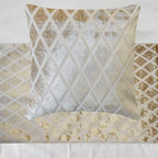 The HomeCentric King/Queen/Twin Ivory Decorative Bed Runner Full 68"x18" Bed Runner with Two Pillow Cover, Diamond Pattern, Velvet Cut Bed Scarf on Velvet Fabric - Ivory Velvet Verve