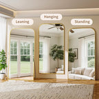 Full Length Mirror 81"x41" Arched Floor Standing Large Mirrors Full Body Mirror with Stand - with Aluminum Frame for Bedroom Living Room, Gold