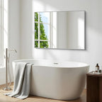 BONEWEI Silver Bathroom Mirror,30x42 inch Wall Mirror for Bathroom Wall Mounted,Rectangle Mirror for Bathroom Over Sink,Modern Metal Frame for Living Room,Bedroom Entryway,Horizontal/Vertical