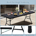 Giantex Folding Picnic Table, 6FT Portable Foldable Tables for Party BBQ, Metal Legs, HDPE, Outdoor Indoor Camping Table with Handle, No Assembly (Black)