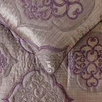 The HomeCentric King/Queen/Twin Purple Decorative CA King 86"x18" Bed Runner with 2 Pillow Cover, Damask & Quilted Bed Scarf on Jacquard Fabric - Embre Purple