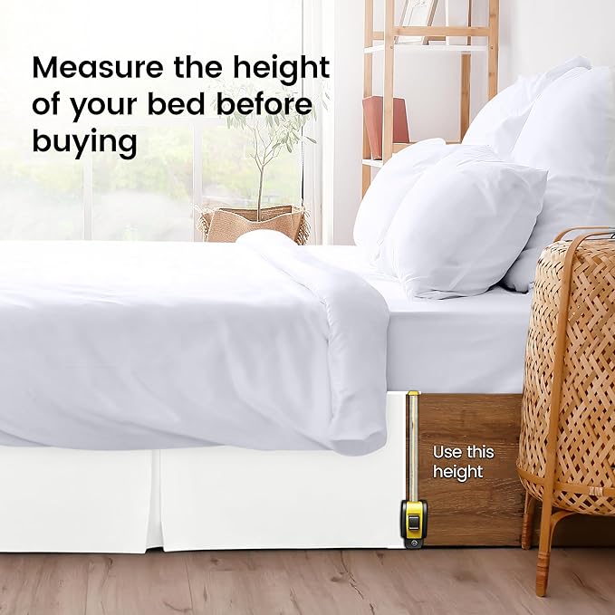 Utopia Bedding Queen Bed Skirt - Soft Quadruple Pleated Ruffle - Easy Fit with 16 Inch Tailored Drop - Hotel Quality, Shrinkage and Fade Resistant (Queen, White)