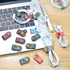 CAILLU Cord Organizer,Cord Keeper,Cable Organizer USB Holder,Cable Management,Cable Straps,Earbud case,wrap Headset Winder,Phone Earphone Clips Ties (Dark green Cord Organizer)