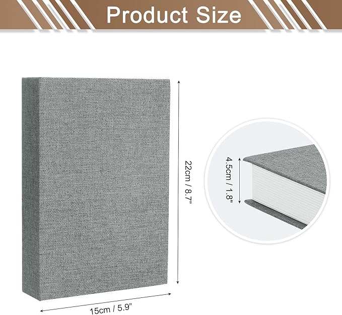 uxcell Decorative Books, 8.7 x 5.9 Linen Fake Books for Decoration Faux Decor Book for Modern Aesthetic Home Office Coffee Table Shelf Desktop Display, Dark Grey