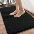 OLANLY Bathroom Rugs 34x21, Extra Soft Absorbent Chenille Bath Rugs, Rubber Backing Quick Dry, Machine Washable Bath Mats for Bathroom Floor, Tub and Shower, Home Decor Accessories, Black