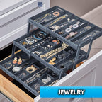 Ontel Smart Drawer Organizer - Multi-level Jewelry Holder, Cosmetics Organizer, or Office Drawer Organizer with Adjustable Dividers for Organization and Storage, Fits Drawers 9.5"W x 7.5"L x 2.75"D
