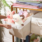meekoo 8 Pack Collapsible Storage Bins Fabric Storage Bins Polyester Fabric Baskets with Handles Linen Closet Organizer for Shelf Home Closet Towels Toys(12 x 12 x 12 in,Beige)