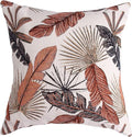 Yeiotsy Decorative Cushion Cover, Tropical Leaf Throw Pillow Cover Jacquard Chenille (Brick Red, 18 x 18 Inches)