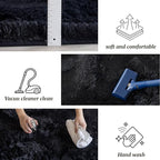 4x6 Area Rugs for Living Room Bedroom,Soft Fluffy Shaggy Bedside Rug, Indoor Floor Carpet for Kids Playroom Playroom, Dorms, Nursery Rooms, Home Decor (Black 4'x6')